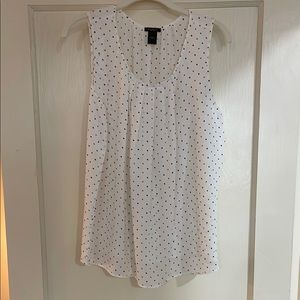 Ann Taylor Factory White Black Polka Dot Tank Top